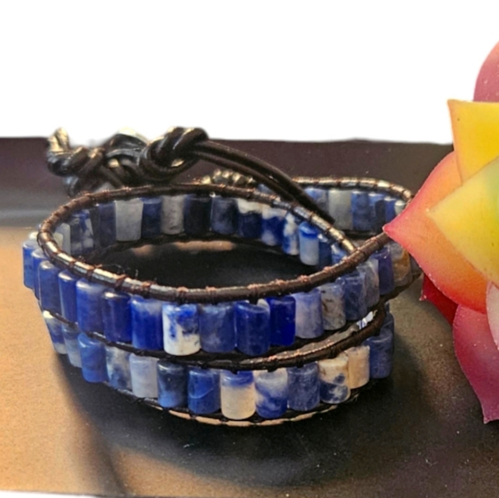 Sodalite Beaded Wrap Bracelet